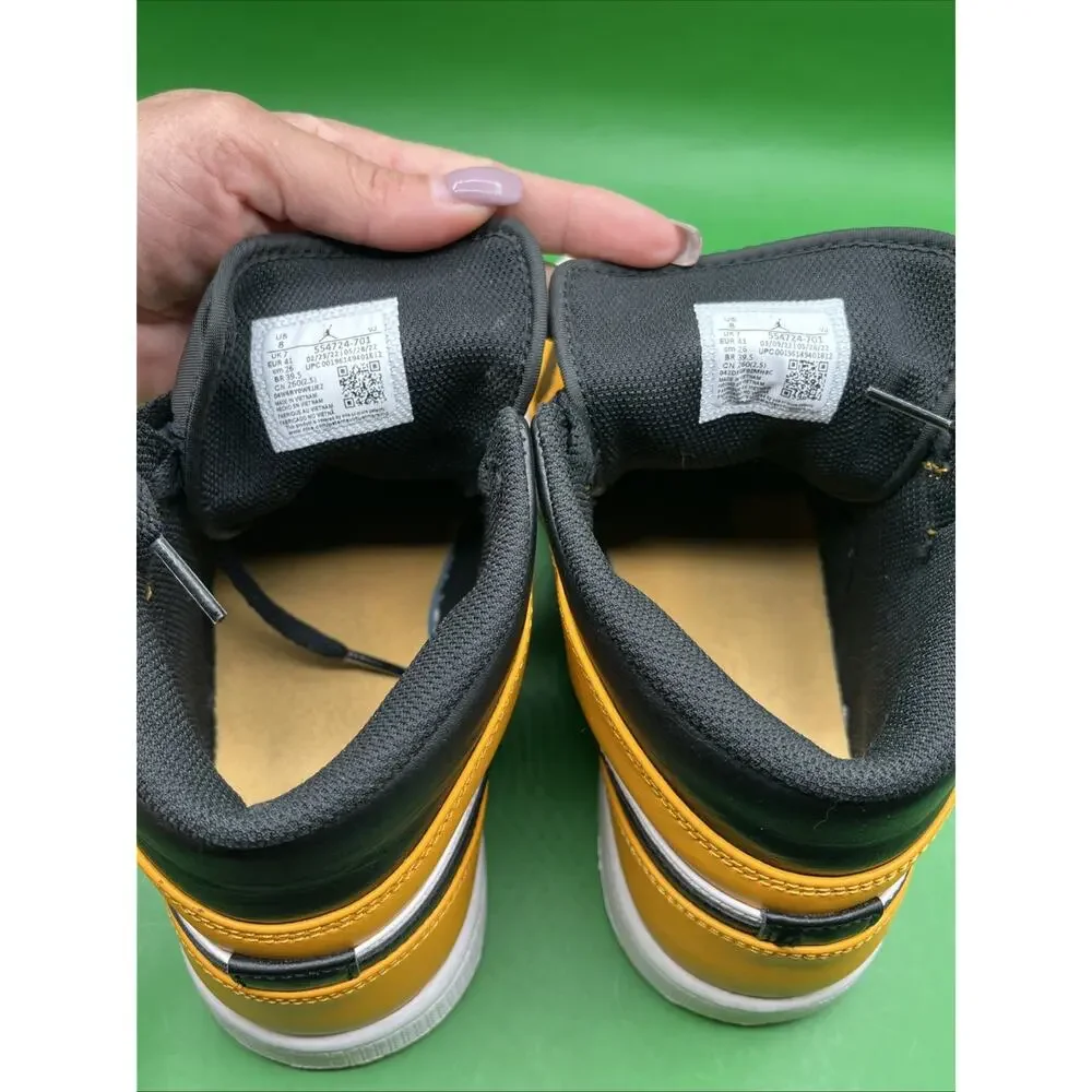 Nike Air Jordan 1 Mid Yellow Ochre White Black DQ8426-701 Men’s Size 8